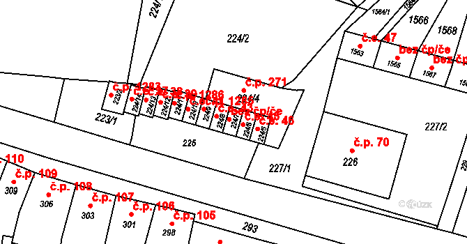 Pustiměř 1282 na parcele st. 224/7 v KÚ Pustiměř, Katastrální mapa