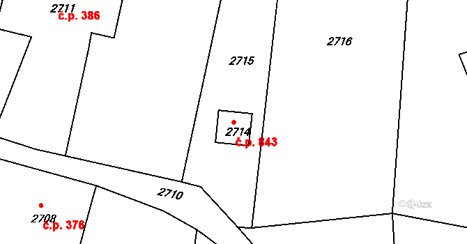 Štramberk 843 na parcele st. 2714 v KÚ Štramberk, Katastrální mapa