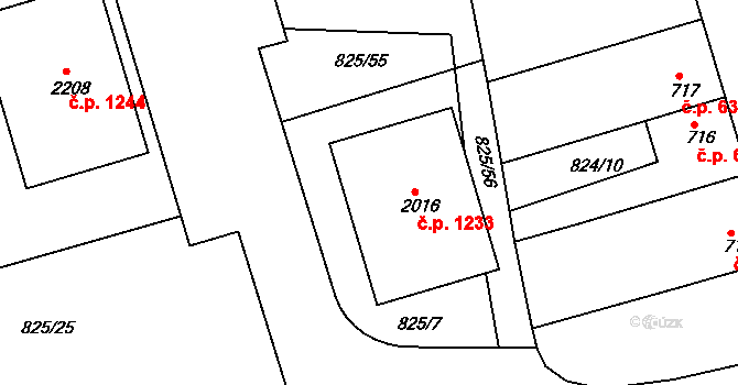 Humpolec 1233 na parcele st. 2016 v KÚ Humpolec, Katastrální mapa