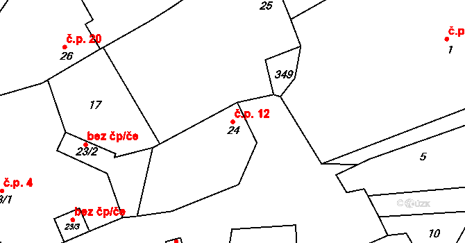 Souboř 12, Ledeč nad Sázavou na parcele st. 24 v KÚ Souboř, Katastrální mapa