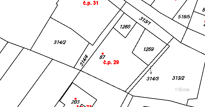 Mrzkovice 29, Světlá nad Sázavou na parcele st. 87 v KÚ Mrzkovice, Katastrální mapa