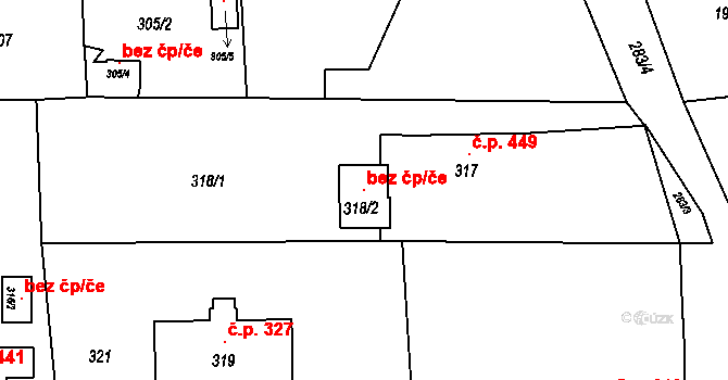 Doksy 103488243 na parcele st. 318/2 v KÚ Doksy u Máchova jezera, Katastrální mapa