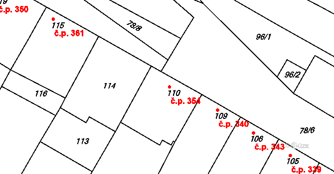 Svatobořice 354, Svatobořice-Mistřín na parcele st. 110 v KÚ Svatobořice, Katastrální mapa