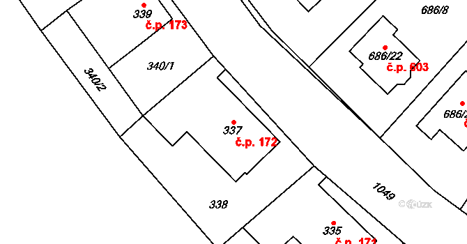 Krmelín 172 na parcele st. 337 v KÚ Krmelín, Katastrální mapa