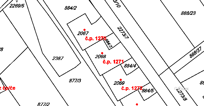 Lomnice nad Popelkou 1271 na parcele st. 2068 v KÚ Lomnice nad Popelkou, Katastrální mapa