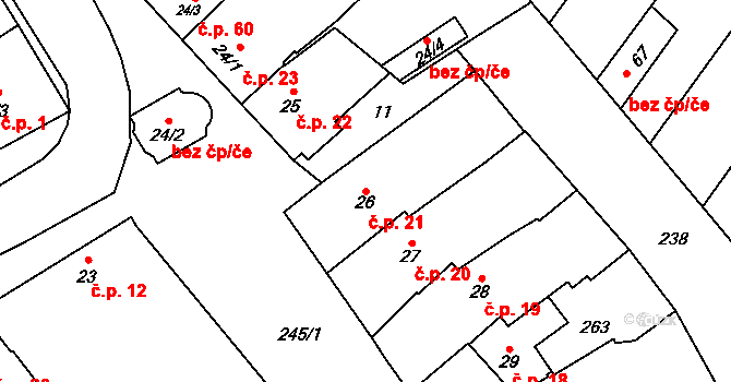 Žerůvky 21, Bystročice na parcele st. 26 v KÚ Žerůvky, Katastrální mapa