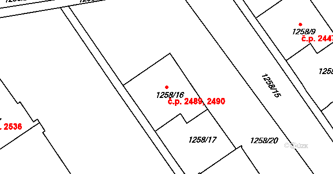Ústí nad Labem-centrum 2489,2490, Ústí nad Labem na parcele st. 1258/16 v KÚ Ústí nad Labem, Katastrální mapa