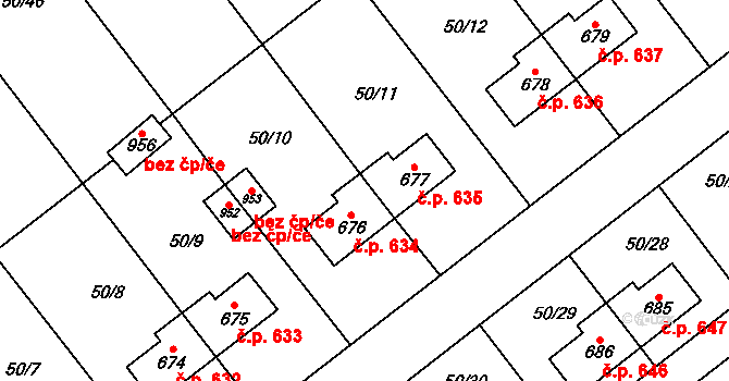 Kovářská 634 na parcele st. 676 v KÚ Kovářská, Katastrální mapa