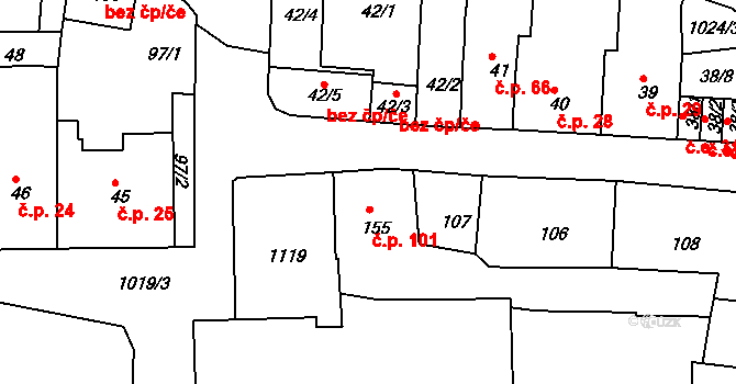 Bohosudov 101, Krupka na parcele st. 155 v KÚ Bohosudov, Katastrální mapa