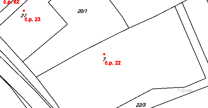 Vlčnov 22, Chrudim na parcele st. 7 v KÚ Vlčnov u Chrudimi, Katastrální mapa