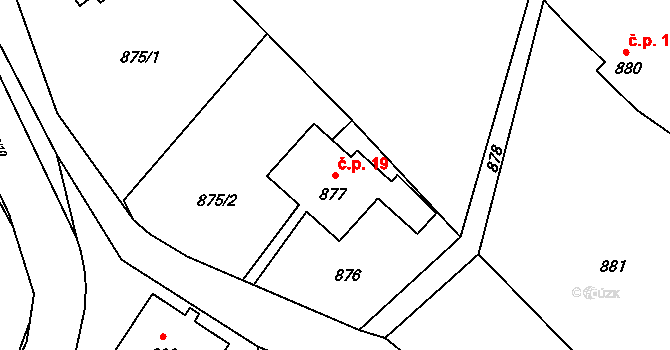Rumburk 2-Horní Jindřichov 19, Rumburk na parcele st. 877 v KÚ Horní Jindřichov, Katastrální mapa
