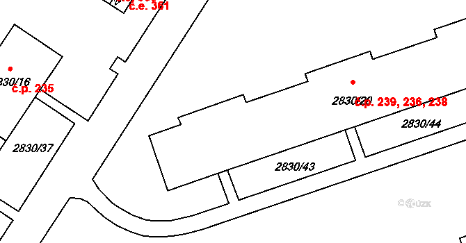 Rumburk 1 236,238,239, Rumburk na parcele st. 2830/20 v KÚ Rumburk, Katastrální mapa
