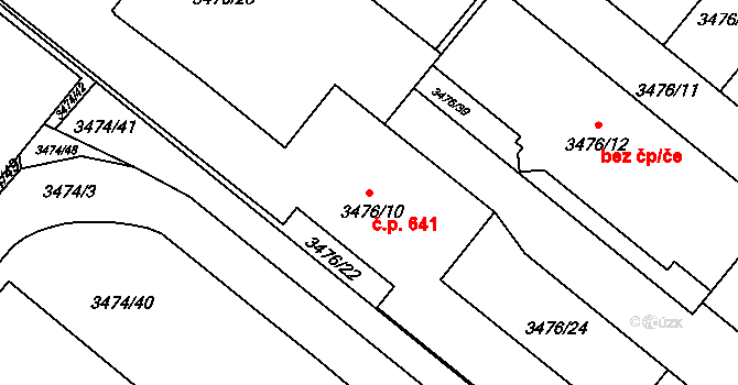 Vyškov-Předměstí 641, Vyškov na parcele st. 3476/10 v KÚ Vyškov, Katastrální mapa