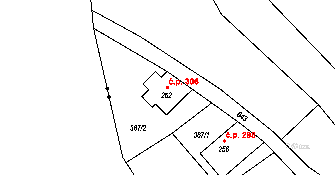 Josefův Důl 306 na parcele st. 262 v KÚ Josefův Důl u Jablonce nad Nisou, Katastrální mapa