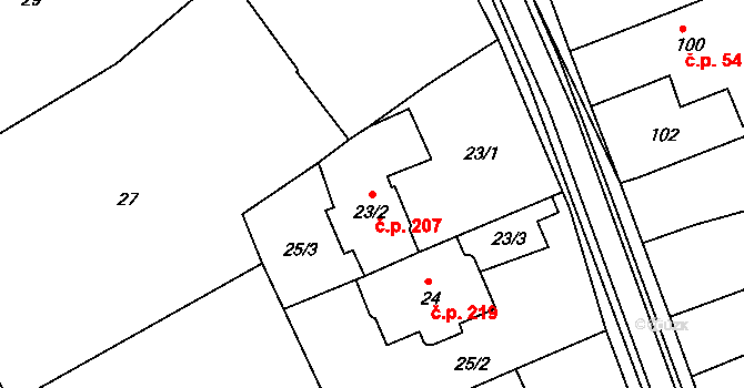 Klepačov 207, Blansko na parcele st. 23/2 v KÚ Klepačov, Katastrální mapa