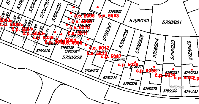 Jihlava 5037 na parcele st. 5706/273 v KÚ Jihlava, Katastrální mapa