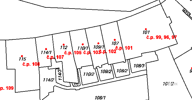 Loket 102 na parcele st. 109/1 v KÚ Loket, Katastrální mapa