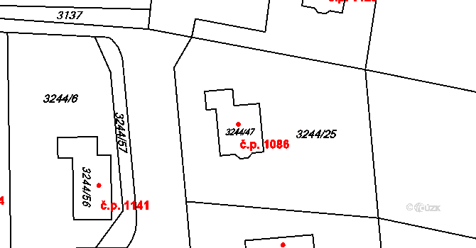 Stonava 1086 na parcele st. 3244/47 v KÚ Stonava, Katastrální mapa