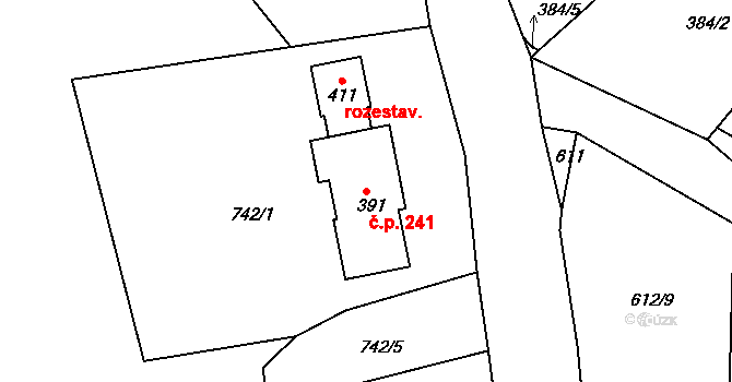 Mokřiny 241, Aš na parcele st. 391 v KÚ Mokřiny, Katastrální mapa