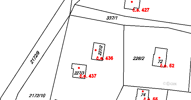 Butov 436, Stříbro na parcele st. 227/2 v KÚ Butov, Katastrální mapa