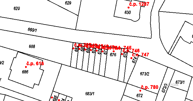 Děčín IV-Podmokly 743, Děčín na parcele st. 678 v KÚ Podmokly, Katastrální mapa