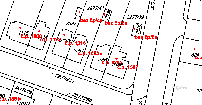 Vlašim 1282 na parcele st. 1584 v KÚ Vlašim, Katastrální mapa