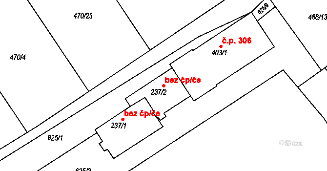 Tišice 39372243 na parcele st. 237/2 v KÚ Chrást u Tišic, Katastrální mapa