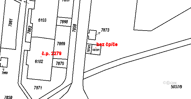 Brno 39511243 na parcele st. 7872/1 v KÚ Líšeň, Katastrální mapa