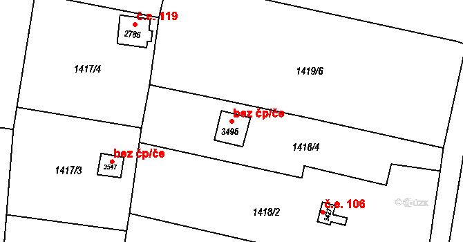 Hořice 39777243 na parcele st. 3495 v KÚ Hořice v Podkrkonoší, Katastrální mapa