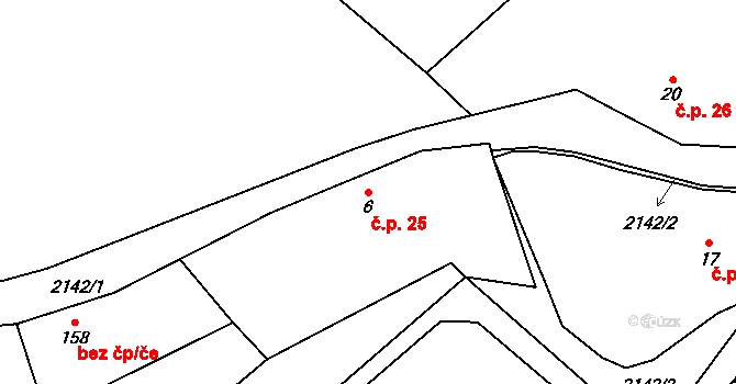 Rudimov 25 na parcele st. 6 v KÚ Rudimov, Katastrální mapa