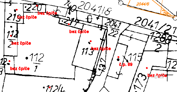 Mšené-lázně 41118243 na parcele st. 113 v KÚ Ředhošť, Katastrální mapa