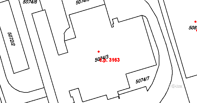 Tábor 3163 na parcele st. 5074/3 v KÚ Tábor, Katastrální mapa