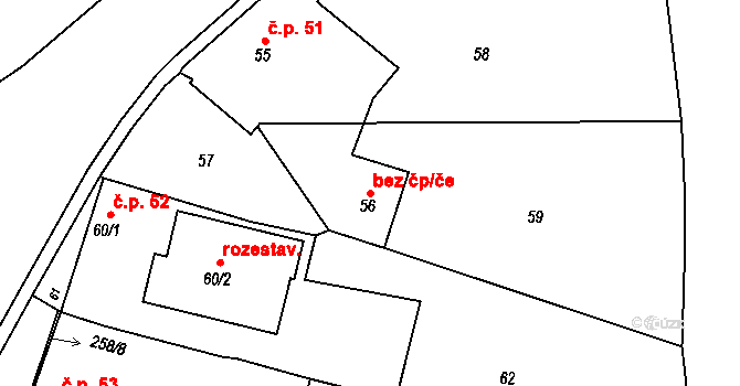 Syrovín 43398243 na parcele st. 56 v KÚ Syrovín, Katastrální mapa