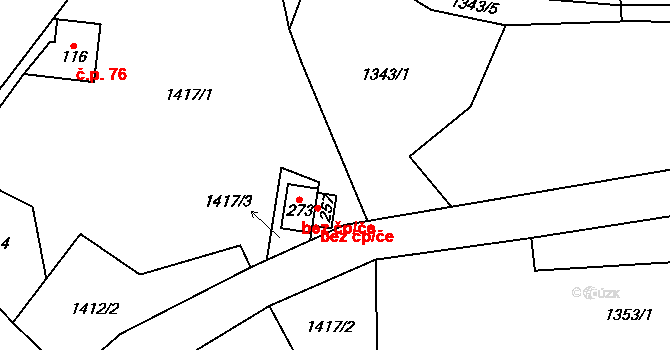 Jablonec nad Jizerou 44324243 na parcele st. 257 v KÚ Bratrouchov, Katastrální mapa