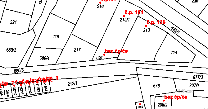 Ivančice 46048243 na parcele st. 215/2 v KÚ Řeznovice, Katastrální mapa