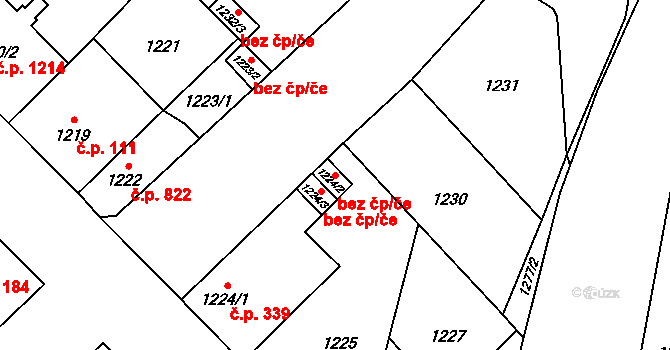 Plzeň 46378243 na parcele st. 1224/2 v KÚ Doubravka, Katastrální mapa