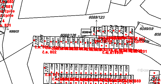 Rybárny 1191, Uherské Hradiště na parcele st. 1745/1 v KÚ Uherské Hradiště, Katastrální mapa