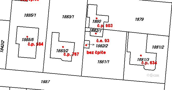 Brno 47773243 na parcele st. 1882/2 v KÚ Horní Heršpice, Katastrální mapa