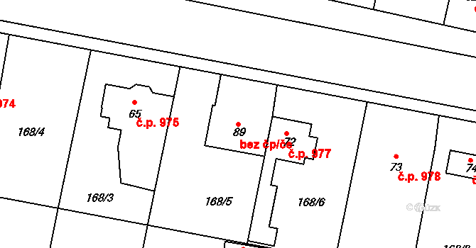 Uničov 48056243 na parcele st. 89 v KÚ Brníčko, Katastrální mapa