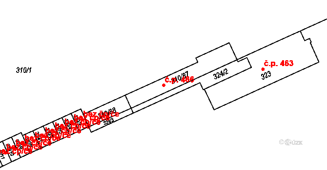 Josefov 466, Jaroměř na parcele st. 310/87 v KÚ Josefov u Jaroměře, Katastrální mapa