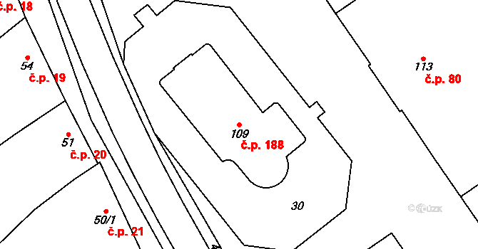 Výšovice 188 na parcele st. 109 v KÚ Výšovice, Katastrální mapa