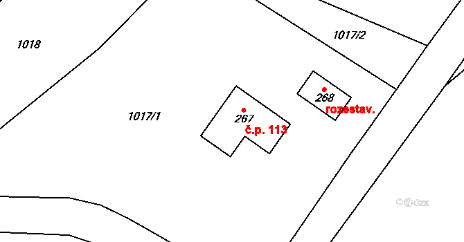 Horní Březinka 113, Světlá nad Sázavou na parcele st. 267 v KÚ Dolní Březinka, Katastrální mapa