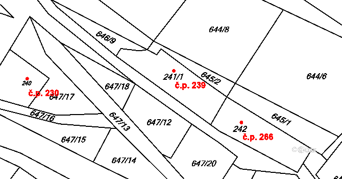 Hrabenov 239, Ruda nad Moravou na parcele st. 241/1 v KÚ Hrabenov, Katastrální mapa