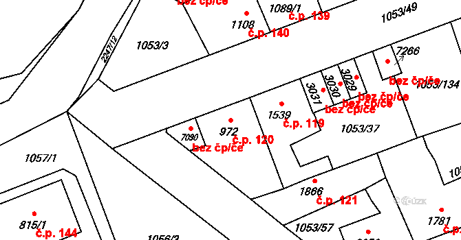 Beroun-Zavadilka 120, Beroun na parcele st. 972 v KÚ Beroun, Katastrální mapa