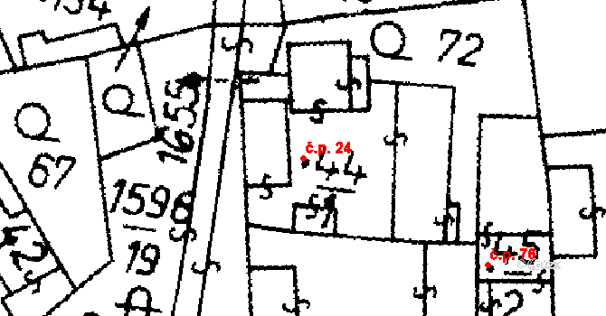 Rataje 24 na parcele st. 44/1 v KÚ Rataje u Bechyně, Katastrální mapa