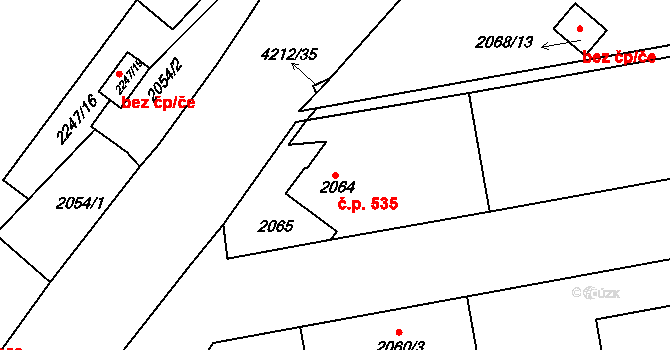 Pražské Předměstí 535, Jaroměř na parcele st. 2064 v KÚ Jaroměř, Katastrální mapa
