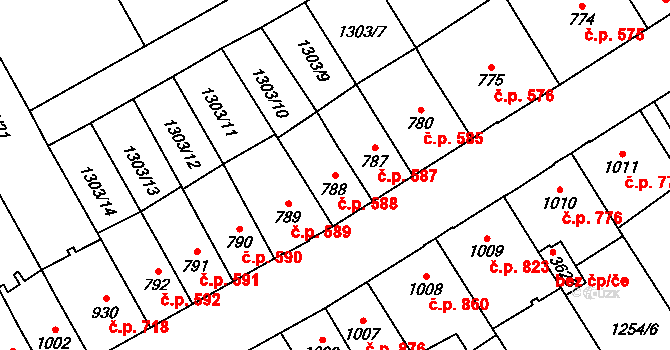 Náchod 588 na parcele st. 788 v KÚ Náchod, Katastrální mapa