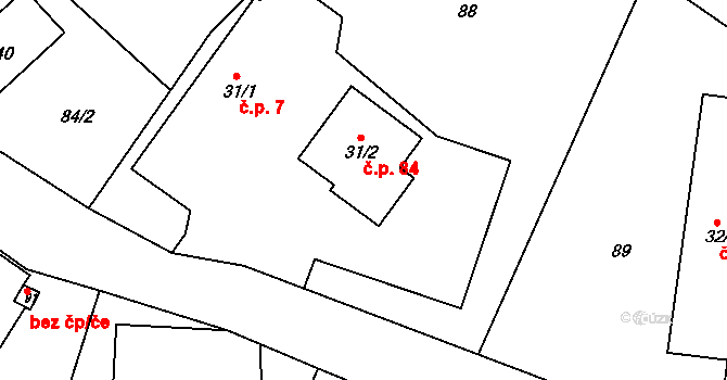 Jeníkovice 84 na parcele st. 31/2 v KÚ Jeníkovice u Choltic, Katastrální mapa