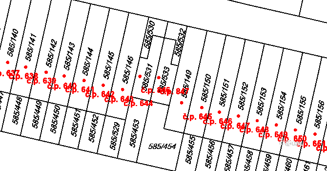 Bohnice 847, Praha na parcele st. 585/533 v KÚ Bohnice, Katastrální mapa