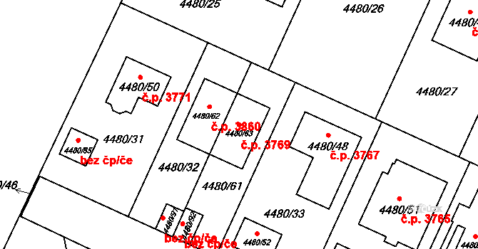 Znojmo 3769 na parcele st. 4480/63 v KÚ Znojmo-město, Katastrální mapa